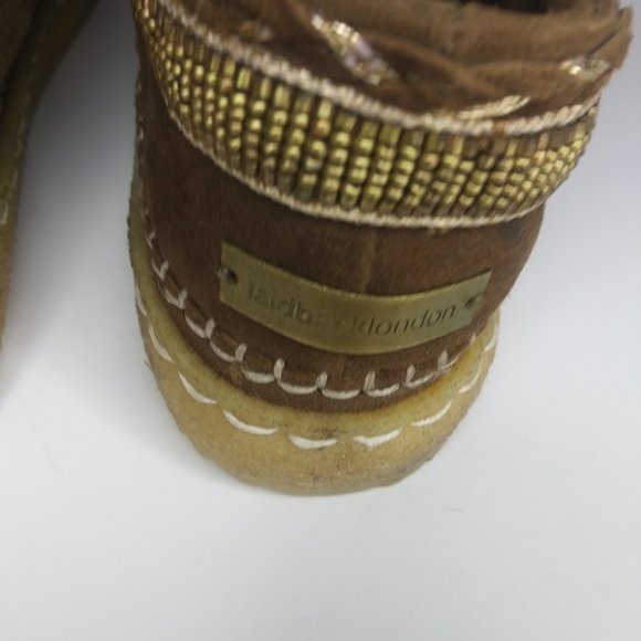 LaidBackLondon Tie-up Chukka Moccasin Handmade Beaded Ankle Boot EU 37 US 6 - Picture 3 of 6